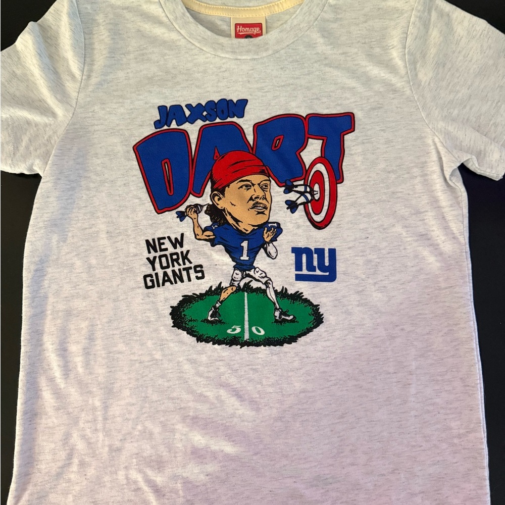 Fanatics Gray New York Giants Kids Tee Jaxson Dart YM
